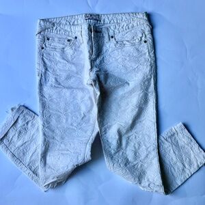 Free People skinny jean in cream/floral pattern pants size 27